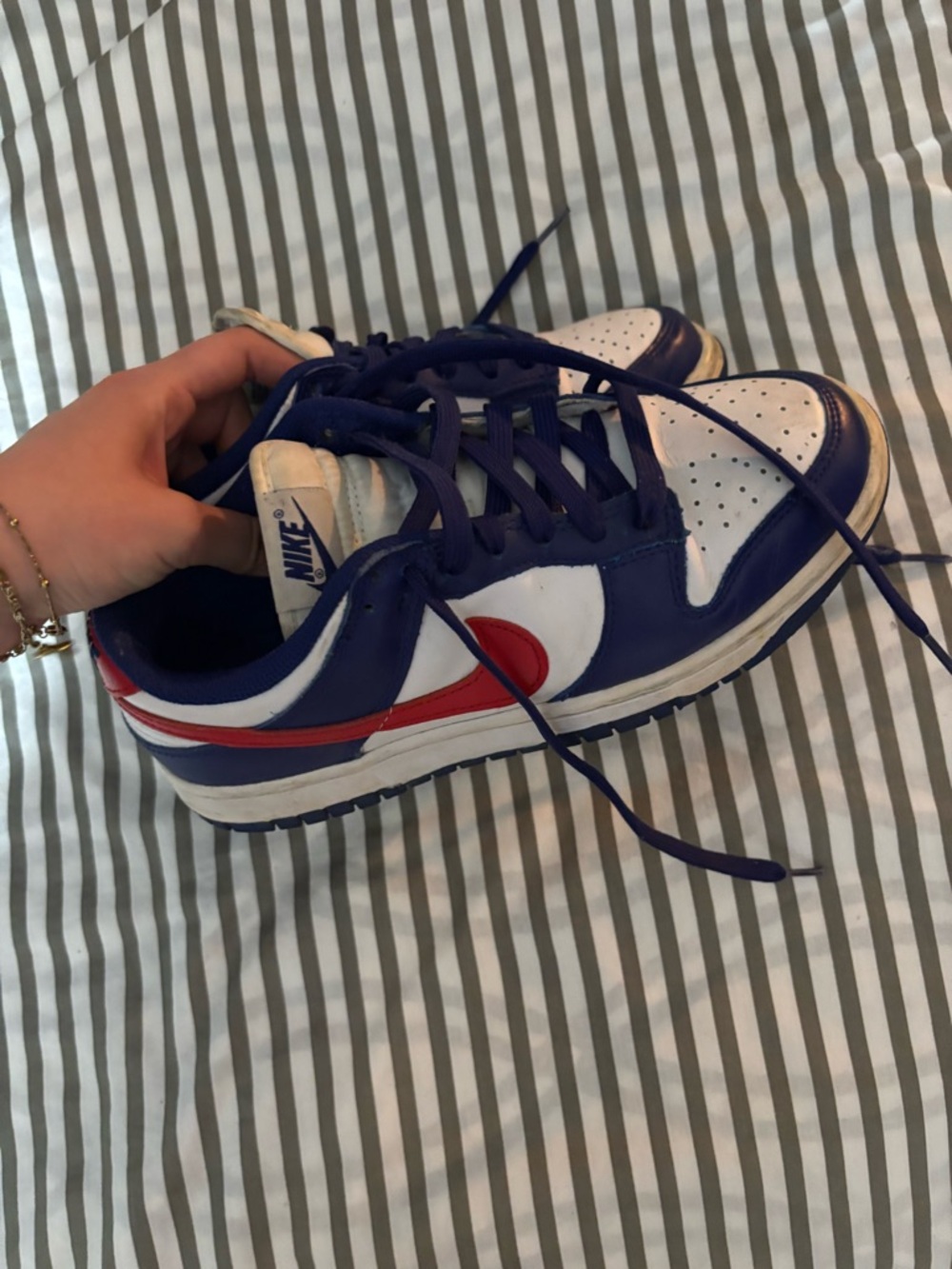 Nike Women’s Low-Top Sneakers in White, Navy & Red